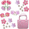 24Pcs Charms Set for Bogg Bag, Bling Pearl, Rose,Daisy,Flower, Peach Blossoms, Heart Accessories for Women, Rich Personalized Decoration Kit for B...
