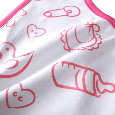Littleforbig Cotton Waterproof Adult Babydoll Bib with Adjustable Hook-and-Loop Fastener Closure Printed 2 Packs - Nursery Blue and Pink Adult Bib...
