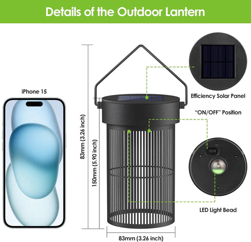 Mlambert Solar Lantern Outdoor Waterproof, Solar Hanging Lights Table Lamp, Solar Powered Outdoor Lights for Patio, Garden, Yard, Metal Decorative...