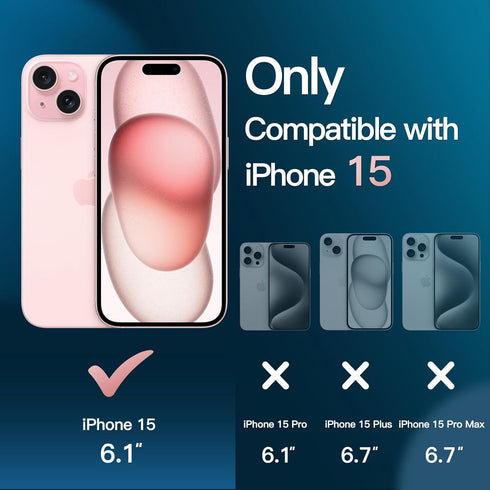 JETech 5 in 1 Case for iPhone 15 6.1-Inch with 2-Pack Each Tempered Glass Screen Protector and Camera Lens Protector, Non-Yellowing Shockproof Bum...