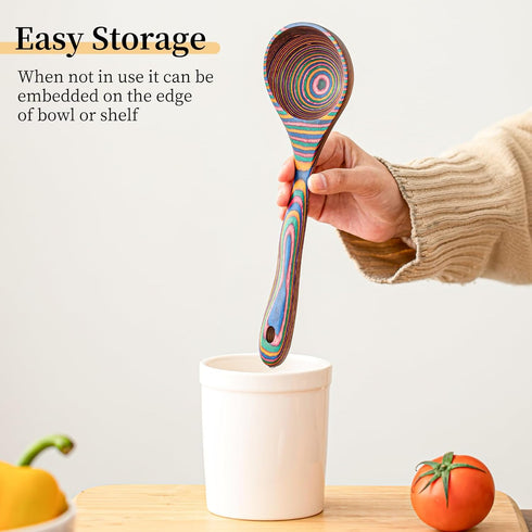 Gudamaye Pakkawood Rainbow Deep Soup Ladles,Pakkawood Ladle,10.6 inch Big Soup Ladle for Cooking,Deep Ladle Spoons,Wood Ladle, Wood Kitchen Utensi...