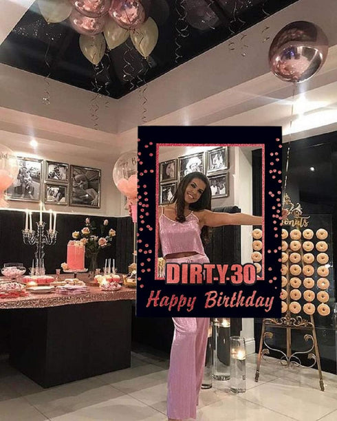 LaVenty Rose Gold Dirty 30 Photo Props 30th Birthday Party Photo Booth Props 30th Birthday Photo Frame...