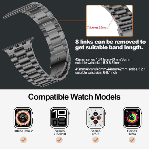 iiteeology Lightweight Stainless Steel Band Designed for Apple Watch Ultra 2 & Ultra, Series 1-10, 46mm, 45mm, 44mm, 42mm, Replacement iWatch Band...