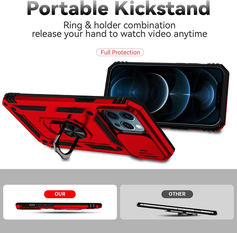 Hitaoyou Compatible with iPhone 12 Pro Max Case, iPhone 12 Pro Max Case with Camera Cover & Kickstand Military Grade Shockproof with Magnetic Car ...