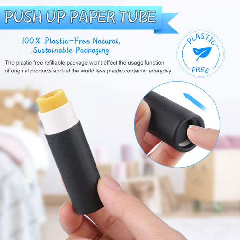 12 Pcs 0.3 oz Paperboard Lip Balm Tubes,Push-Up Style,Empty Kraft Paper Lipstick Tube,Biodegradable Round Solid Perfume Lotion Lip Gloss Container...