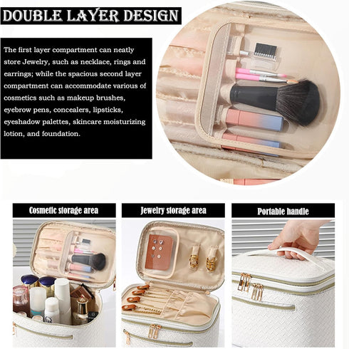 Cosmetic Bag for Women Cosmetic Travel Makeup Bag and Jewelry Bag, Large Travel Toiletry Bag for Girls, Travel Makeup Case for Women 2 in 1 Waterp...