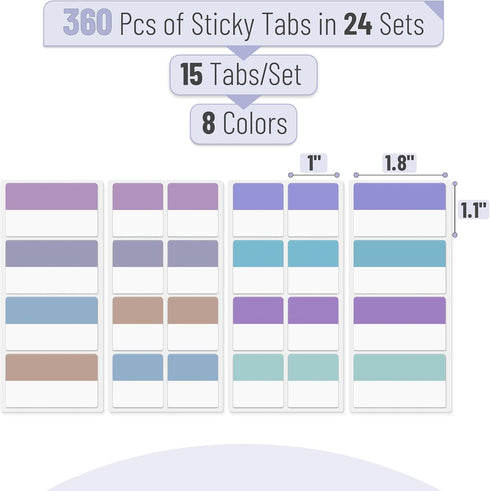 Mr. Pen- Sticky Index Tabs, 360 Pcs, Pastel Sticky Tabs for Notebooks, Page Markers, Page Tabs for Binders, Page Tabs Sticky Tabs for Books, Noteb...