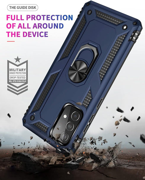 for Samsung A52 Case, Galaxy A52 Case with HD Screen Protector, Military-Grade Ring Holder Kickstand Car Mount 15ft Drop Tested Shockproof Cover P...