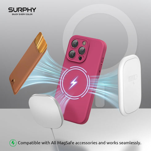 SURPHY Designed for iPhone 15 Pro Case Compatible with MagSafe (6.1 inch 2023), with 2 Pack Screen Protector, Liquid Silicone Phone Case (Camera P...