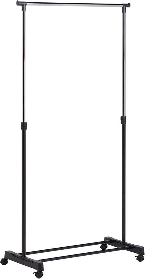 Honey-Can-Do Adjustable Height Rolling Metal Clothes Rack GAR-01122 Chrome 30 lbs...