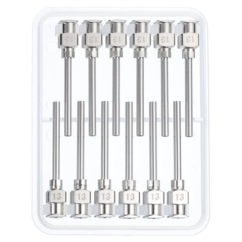 PATIKIL 13Ga x 1 Inch Stainless Steel Dispensing Needle Tips, 12Pcs Metal Glue Needle Tube Blunt Tips Luer Lock for Thick Glue Ink Lab, Silver...