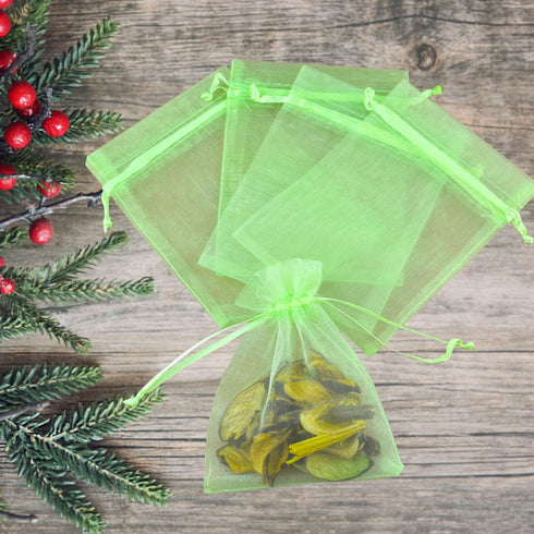 100Pcs Organza Bags, 4x6 Inch Sheer Drawstring Gift Bags, Light Green Organza Jewelry Pouches, Wedding Party Favor Pouches, Jewelry, Cosmic Busine...