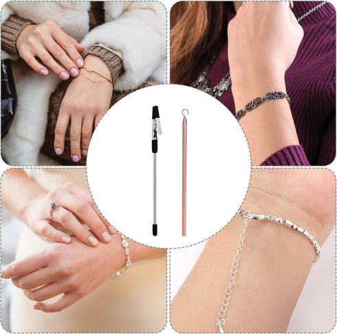 2pcs Bracelet Helper Tools, Bracelet Assistance Tool Bracelet Fastener Helper Tool Hook Quick Wear and Disassembly Jewelry Helper for Necklace Bra...