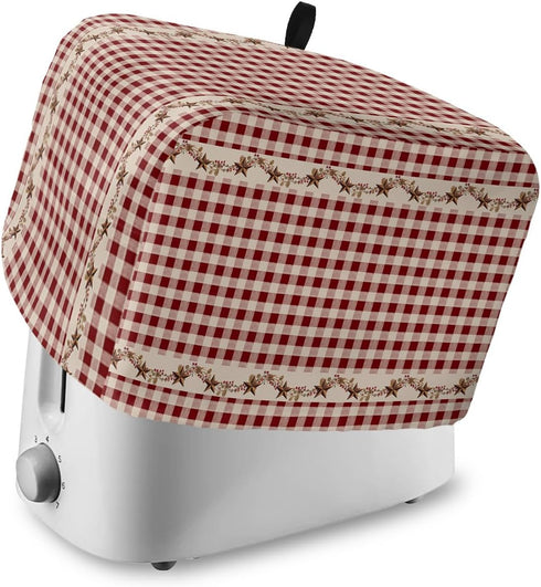 Country Star Berry Red Buffalo Plaid Soft Washable 2 Slice Toaster Dust Cover with Pockets, Dust-proof and Fingerprint Protection...