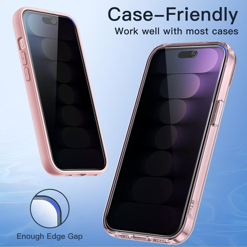 Privacy Full Coverage Screen Protector for iPhone 15 Pro 6.1-Inch, Anti-Spy Tempered Glass Film, Edge to Edge Protection Case-Friendly, 2-Pack...