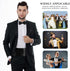 VICASKY 3pcs Mens Pocket Square Bow Tie and Cummerbund Set Mens Satin Bow Tie Cummerbund Hanky Handkerchief Black Mens Formal Satin Bowtie and Cum...
