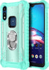 Moto E 2020 Case with Screen Protector (Tempered Glass Full Coverage), Aluminum Magnetic Metal Built-in Diamond Ring Holder Stand, Full-Body Prote...