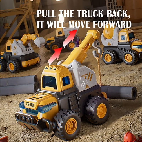 Construction Truck Toy Cars for Toddlers 1-3 - ABS Press-N-Go Toy Trucks for Boys Girls Ages 3-5, Excavator Dump Crane Mixer Cars for Construction...