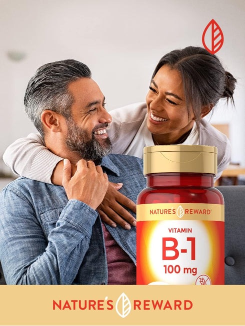 Nature's Reward Vitamin B1 100mg (Thiamine) - 100 Count - Vegetarian, Non-GMO & Gluten Free Supplement...
