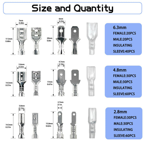 320 PCS 2.8/4.8/6.3 mm Quick Splicing Spade Connector Crimping Terminal Holder Classification Kit, with Insulating Sleeve, Electrical Terminal for...
