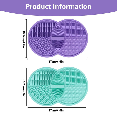 2 Pcs Silicone Make Up Brush Cleaning Mat, Makeup Brush Cleaner Mats, Portable Washing Tool with Suction Cup for Makeup Cosmetic Brushes...