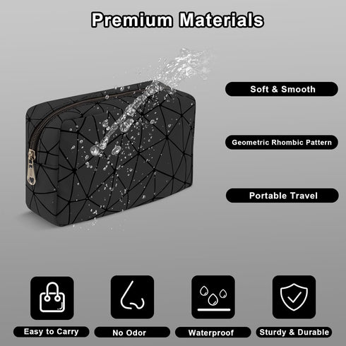 Makeup Bag for Purse, 8.1" x 4.9" Portable Small Cosmetic Bag for Girls Women, Small Travel Makeup Organizer Bag (Black)...