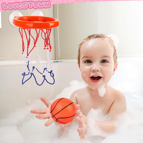 LovesTown 4PCS Bathtub Basketball Hoop, Suction Cup Basketball Hoop Bath Toys Shower Toys for Kids Mini Basketball for Toddlers Gift...