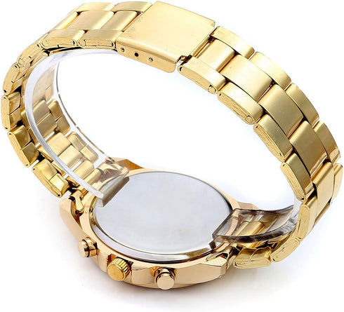 Top Plaza Unisex Gold Fashion Womens Mens Crystal Accented Analog Quartz Bracelet Watch...