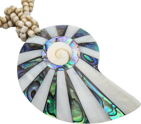 Iridescent Paua Abalone Shell Necklaces for Women, Handcrafted Mother of Pearl Necklace, Handmade Beaded Seashell Abalone Necklace Jewelry EA209...