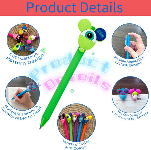 HL Hope&Luck 5PC Cute Mouse Head Character Ears Pens | Pen for Adults & Kids | Multi Color Cartoon Retractable Ballpoint Pens | Gift for School Te...
