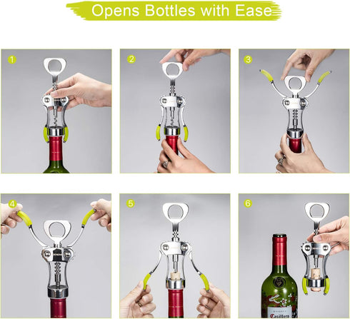 Beneno Wine Opener, Zinc Alloy Premium Wing Corkscrew with Multifunctional Bottles Opener, Sharp Wine Corkscrew with Ergonomic Non-Slip Wing Handl...