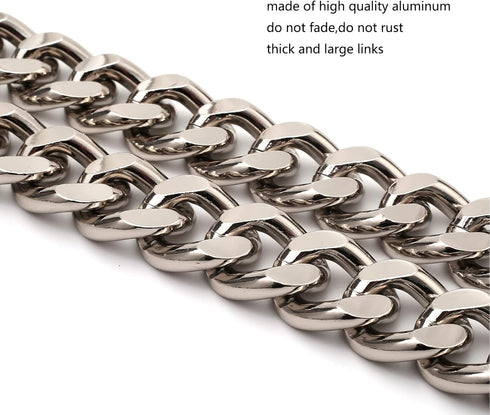 25 Inch Trendy Chunky Metal Chain Purse Handles Shoulder Strap Replacement for Handbag (Silver)...