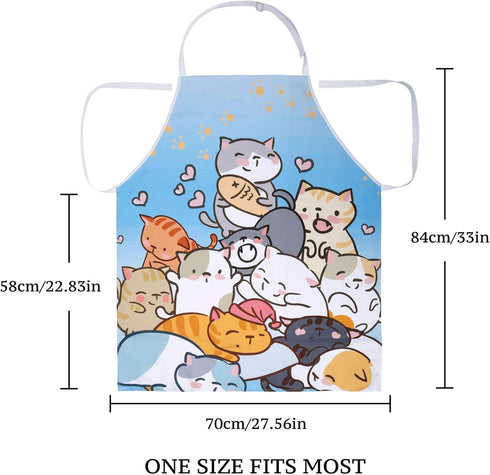 RosieLily Cat Apron for Women Cute Apron Anime Apron Funny Apron Kitchen Apron for Cooking Baking Gardening Grilling BBQ Kawaii Apron for Teens Bl...