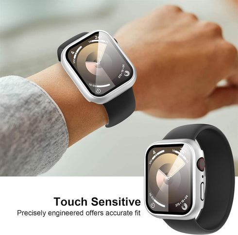 Suoman 3-Pack for Apple Watch Series 6 5 4 44mm Waterproof Case, 360° All-Round Protective Hard PC Tempered Glass Screen Protector for iWatch Seri...