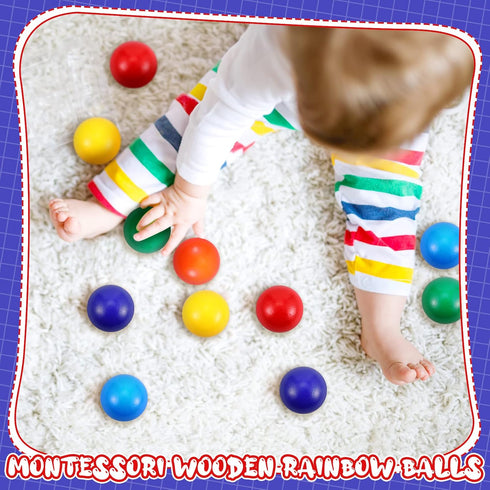 Bucherry 12 Pcs Montessori Wooden Balls 1.8 Inch Wooden Ball Toys Replacement Ball Educational Counting Toy Preschool Learning Material for Montes...