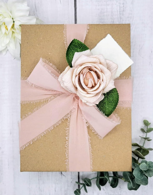 SIMPLE and THINGS Fringe Chiffon Ribbon 3 rolls, 1.5 in X 6 yds, 18 yds total, for Wedding Invitations, Bridal Bouquets, Gift Wrapping, Floral Arr...