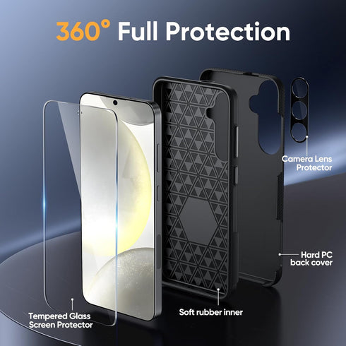 Diaclara Designed for Samsung Galaxy S24 Plus Case 6.7 Inch, Tempered Glass Screen Protector + Camera Protector Shockproof Protective Phone Case -...