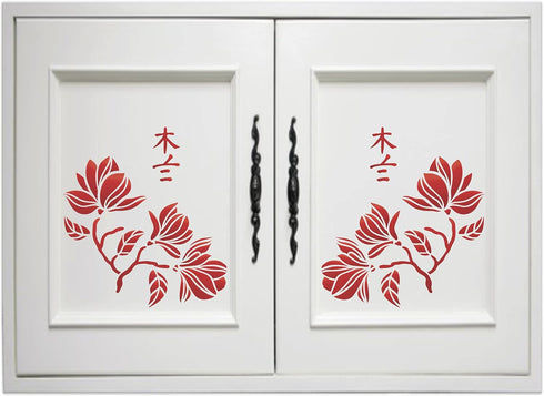 Stencils for Walls: Magnolia Stencil, 8.5 x 8.5 inch (M) - Classic Flower Floral Ancient Tree Stencils for Painting Template...