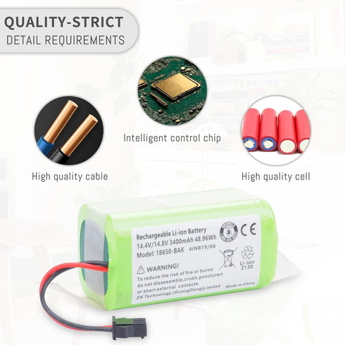 3400mah Li-ion Battery for Eufy RoboVac 11 11S 30 15C 15T 12 35C, for Ecovacs Deebot N79S N79S N95 DN622, for Hybrid G30 G20 R500 R450, for Goovi ...