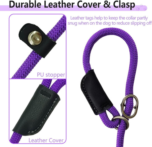 3Pcs Slip Lead Dog Leash, 5 FT Dog Training Leash with Standard Padded Handle, Strong Nylon Dog Slip Lead for Training Running and Walking...