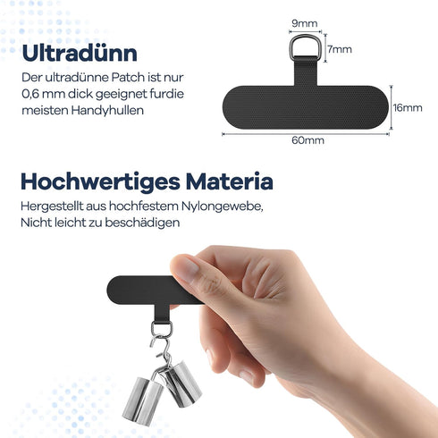 Phone Lanyard, 2× Patches, 1× Polyester Adjustable Strap, Adjustable and Removable Universal Cell Phone Multifunctional Patch Lanyards Compatible ...