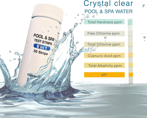 6-in-1 Pool & Spa Test Strips - Ideal for Pools, Hot Tubs and Spas - Easy to Read - 50 Pack...