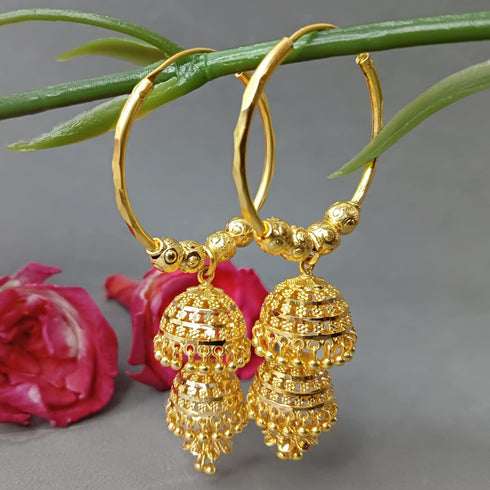 Efulgenz Indian Earrings for Women Indian Hoop Earrings Indian Jhumka Earrings Set Indian Jewelry Traditional Gold Tone Hoop Jhumka Jhumki Dangle ...