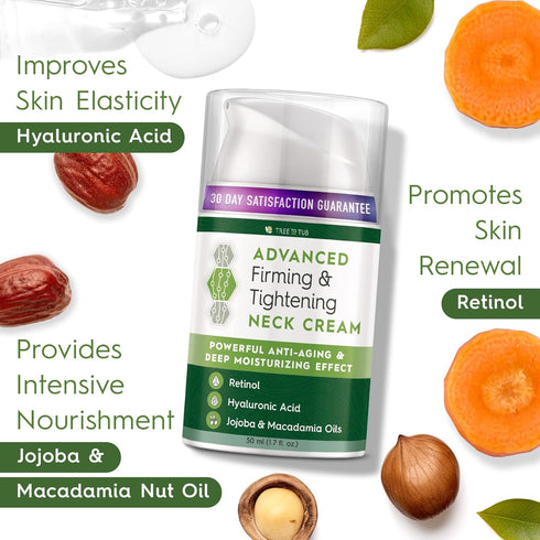 Tree to Tub Neck Firming Cream - Advanced Firming Neck Cream w/Hyaluronic Acid Retinol, Neck and Chest Firming Cream for Women Men, Moisturize & E...