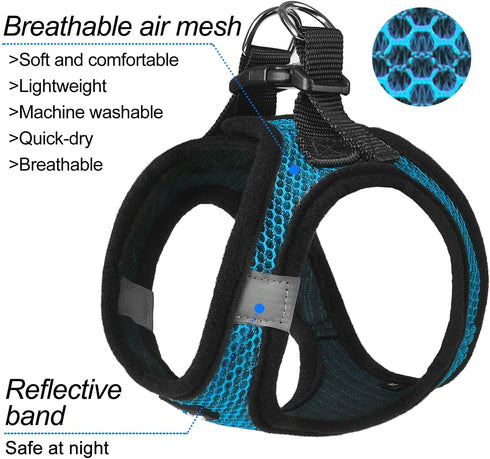 Dog Harness Step-in Breathable Puppy Cat Dog Vest Harnesses for Small Medium Dogs Blue...