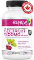 Renew Actives Organic Beetroot Supplement: 1300mg Extract for High Antioxidant Levels - Promotes Wellness - 90 Veggie Capsules...