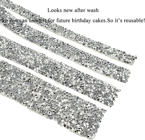 Hahiyo Crystal Rhinestone Ribbon Heat Glue Bling Wrap Sparkles 1 Yard 1cm 1.5 cm 2cm 3cm Ironing Stick 4 PCS Multi-Function for Mirror Jewelry Box...