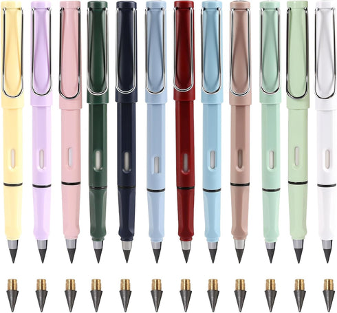 Infinity Pencil Set, 12 Pcs Forever Pencils, Everlasting Inkless Pencil with Eraser, Never Ending Pencil Replaceable Head, Lapiz For School Office...