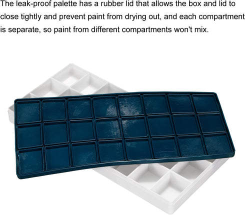 PATIKIL 24 Compartments Paint Palette, 2 Pack Plastic Painting Tray Deep Saver Box Detachable with Soft Cover Art Supplies Storage Organizer for W...