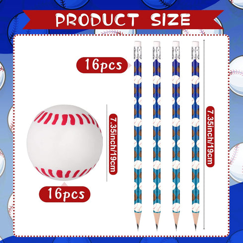 32 Pieces Sport Pencils for Kids Soccer Baseball Football Basketball Pencils with Ball Eraser Wooden Pencils for School Stationery Party Reward St...